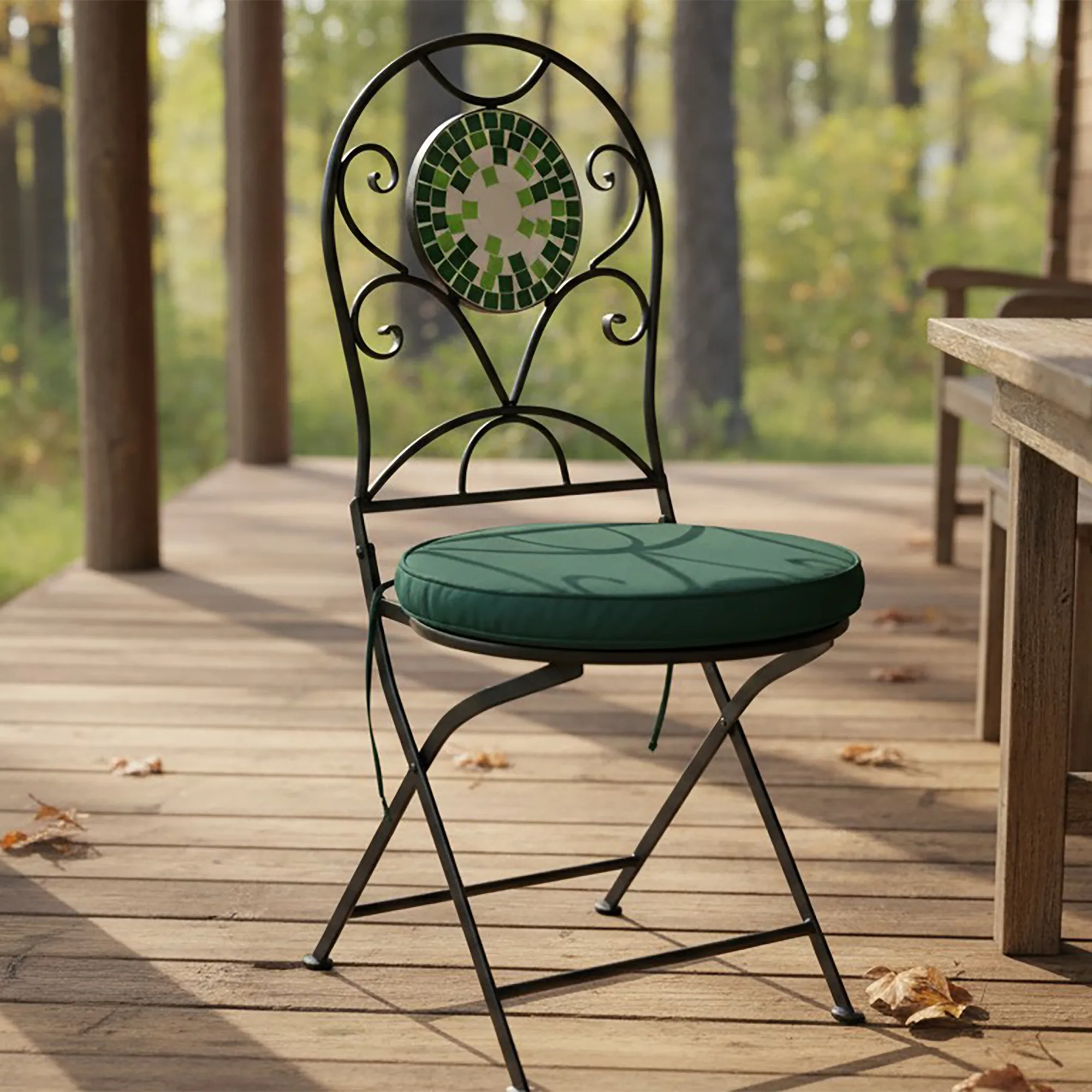Round Garden Chair Cushion Green 40cm