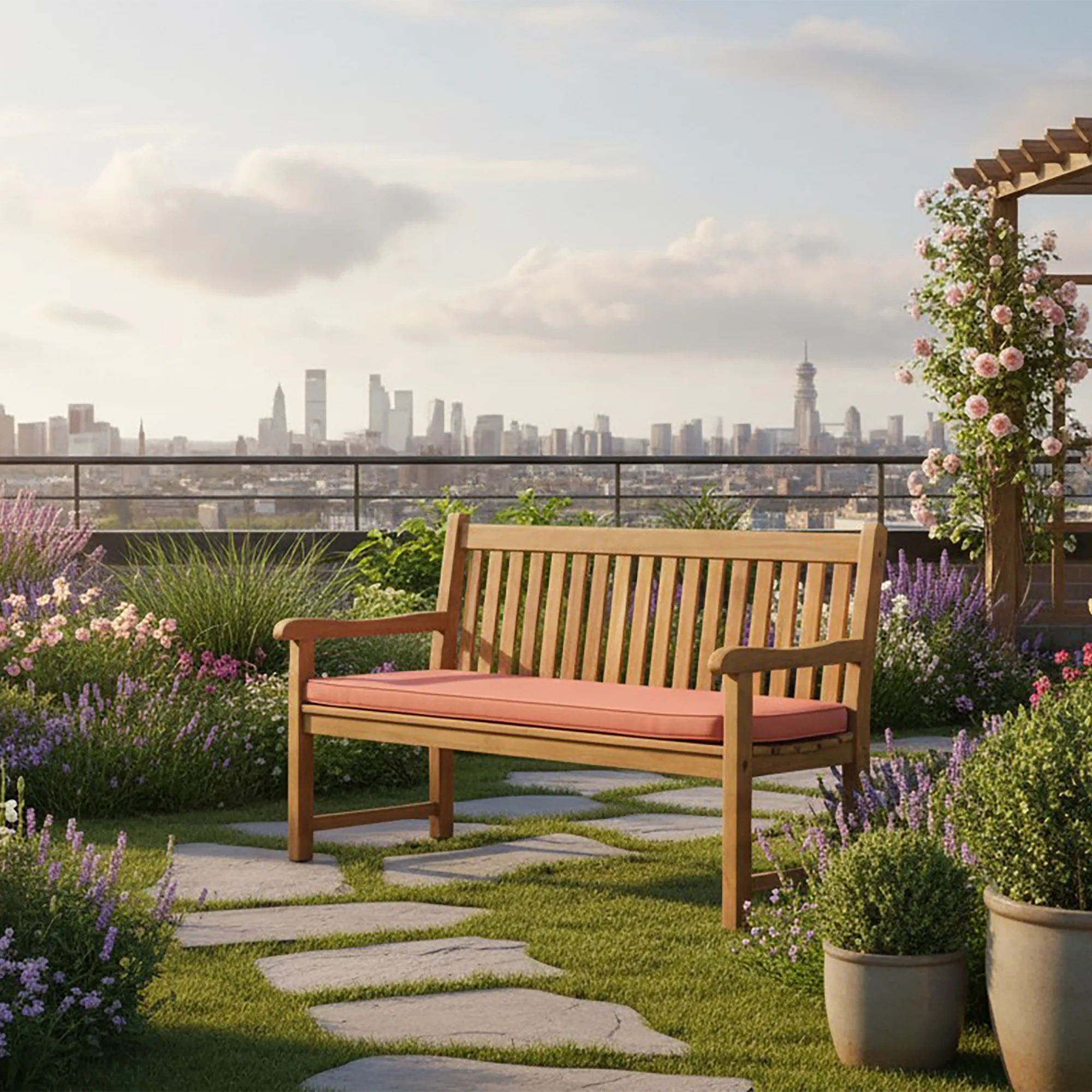 3 Seater Garden Bench Cushion Terracotta