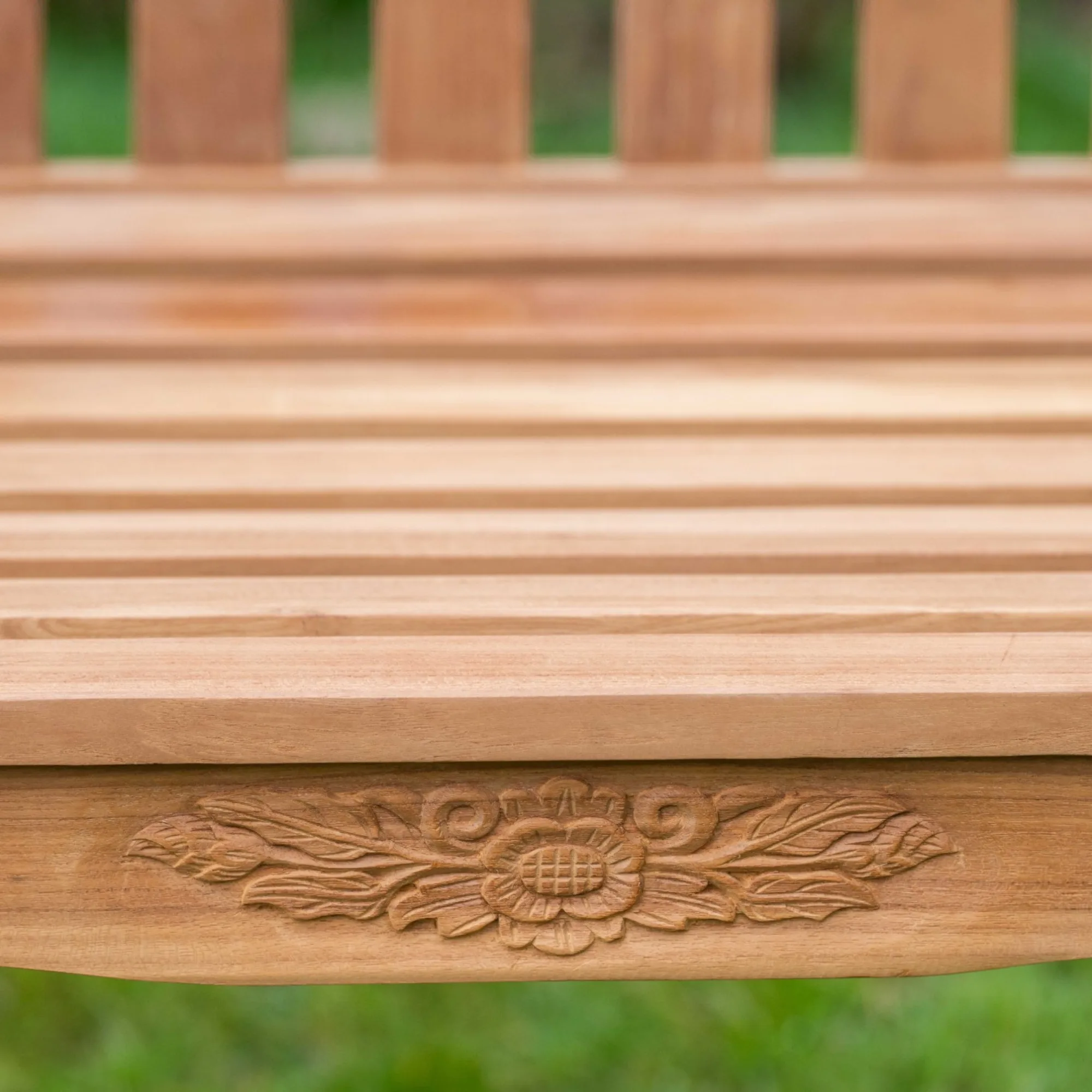 Detail of the hand-finished teak seat slats