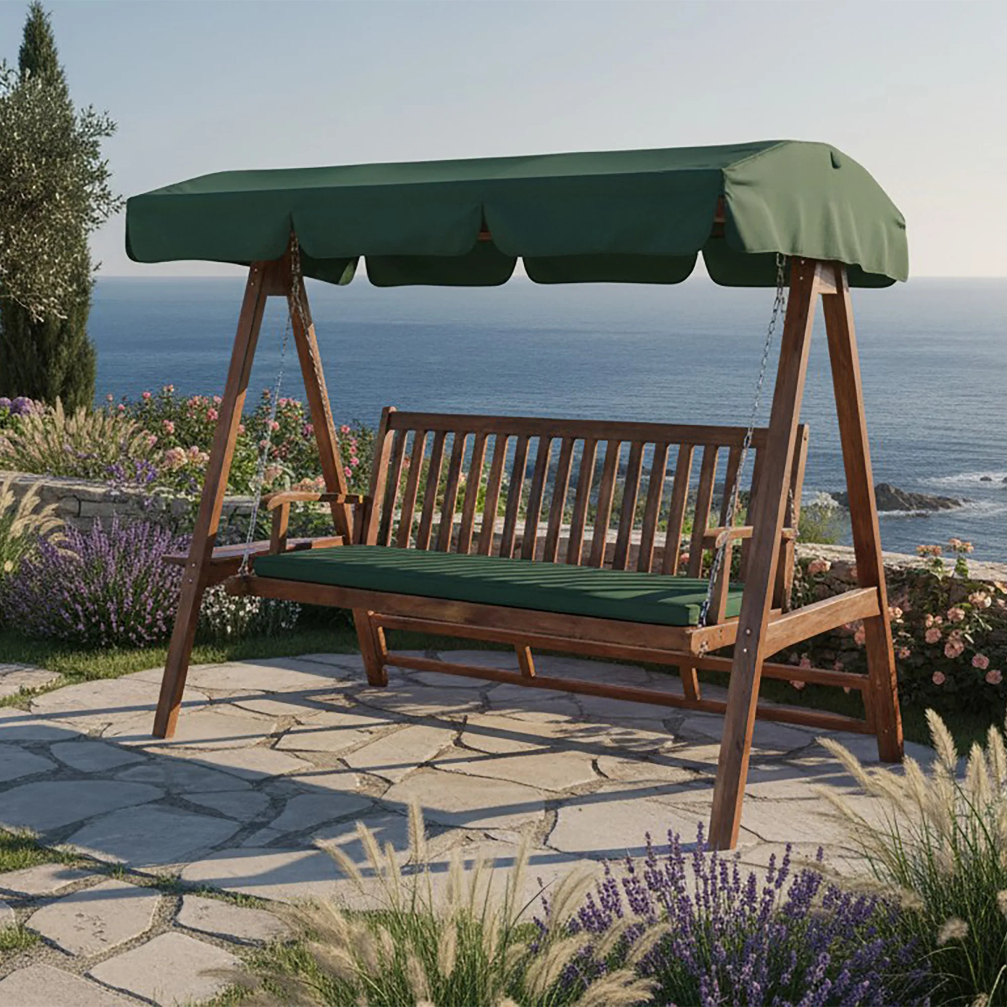 3 Seater Swing Seat Cushion Green