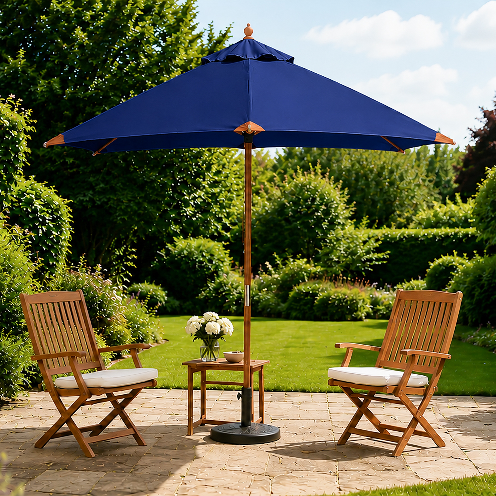Off-set canvas parasol.