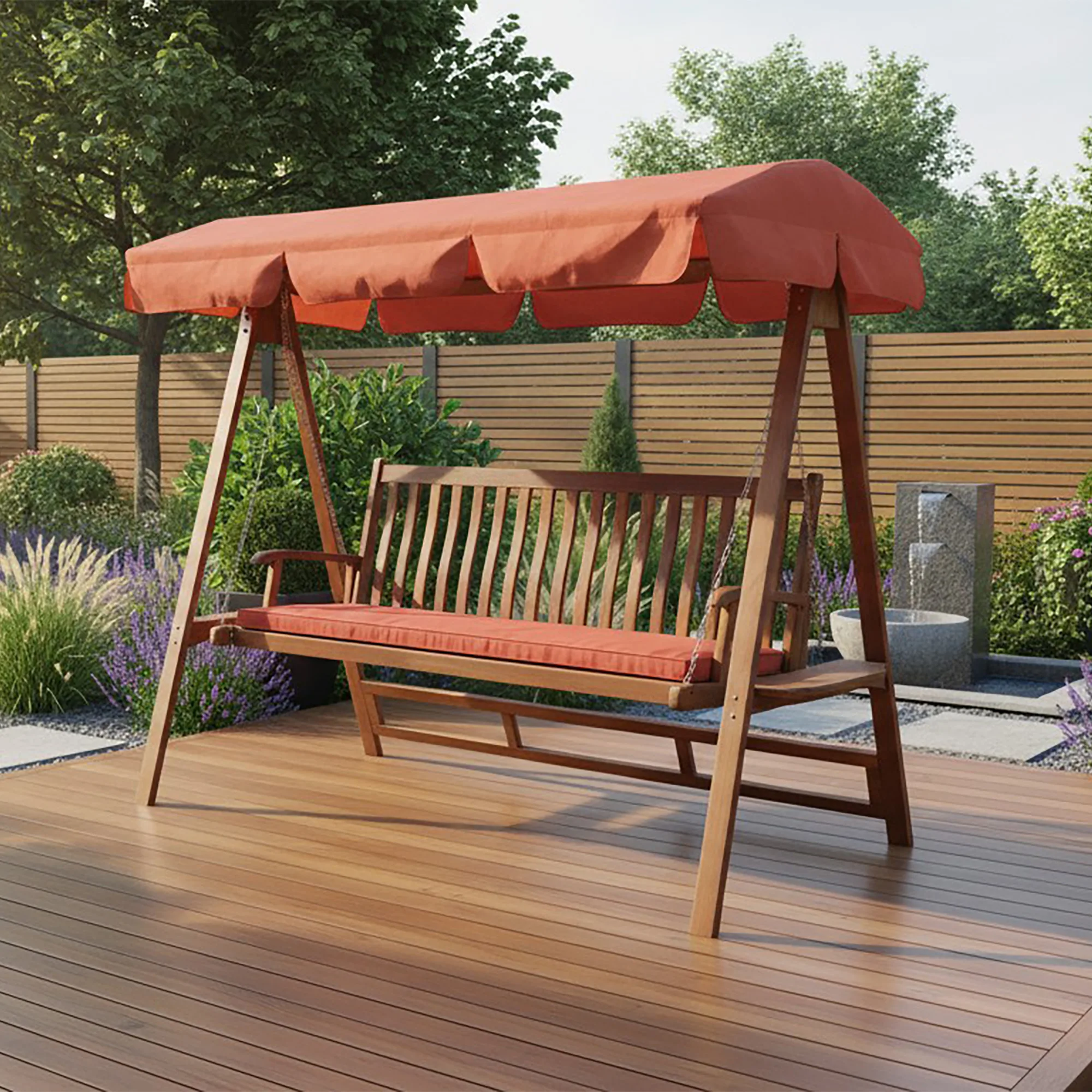 Garden Market Place Garden Bench Cushion, Terracotta Outdoor Seat Pad for 3 Seater Swing Seat or Large Bench, Removable Zipped Cover, 160 x 46 x 6 cm
