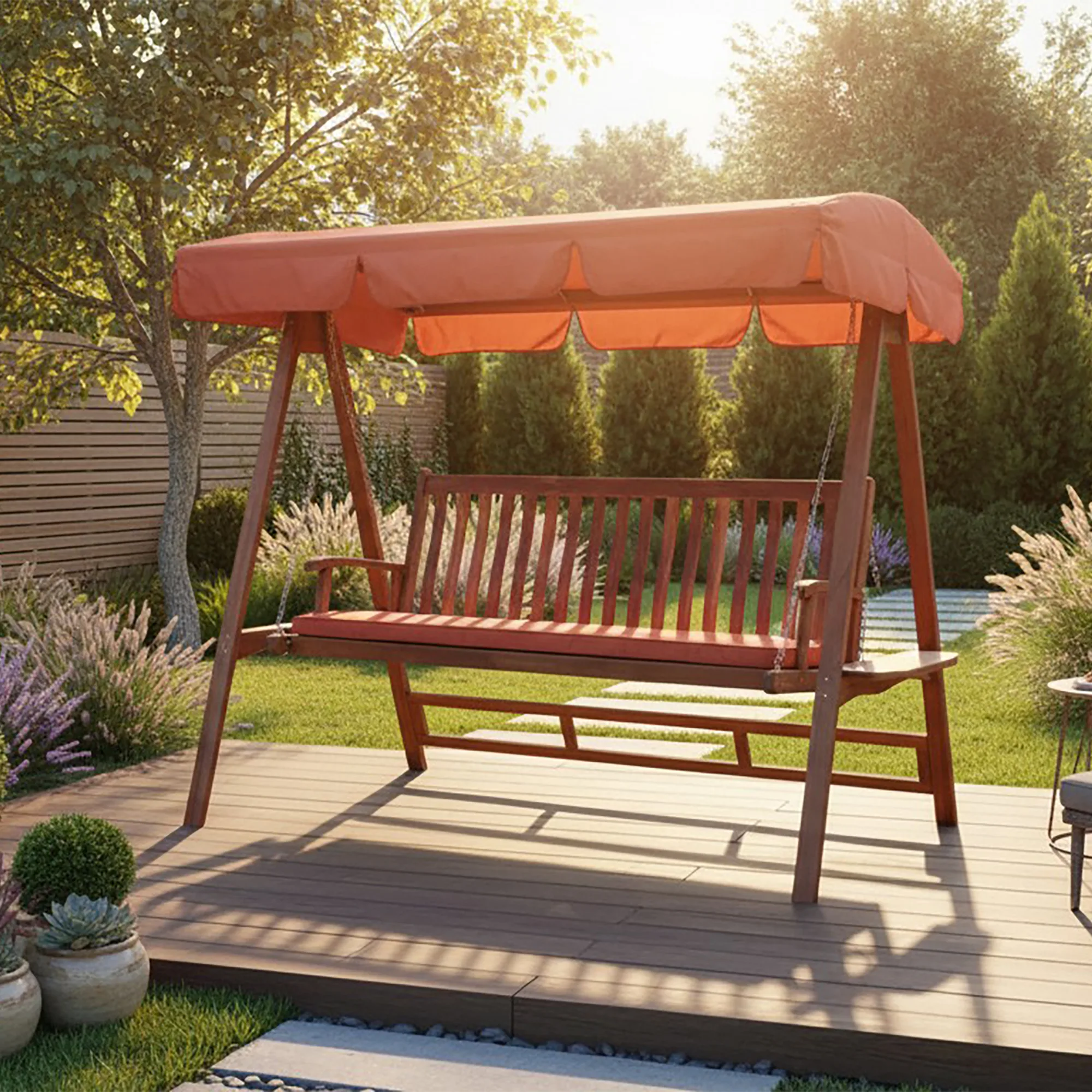Garden Market Place Garden Bench Cushion, Terracotta Outdoor Seat Pad for 3 Seater Swing Seat or Large Bench, Removable Zipped Cover, 160 x 46 x 6 cm