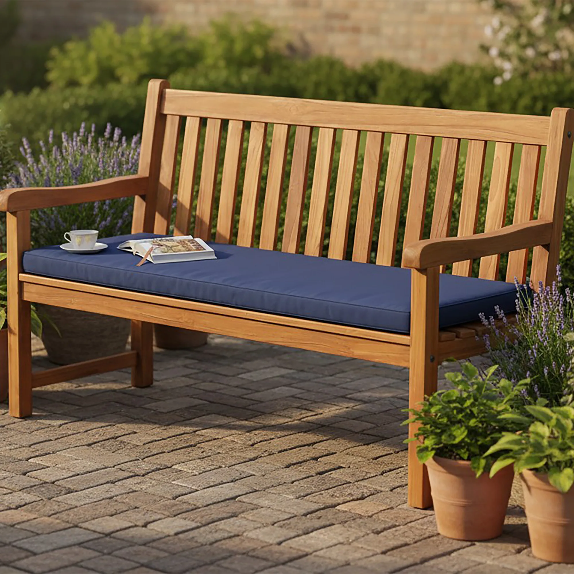 3 Seater Garden Bench Cushion Navy Blue