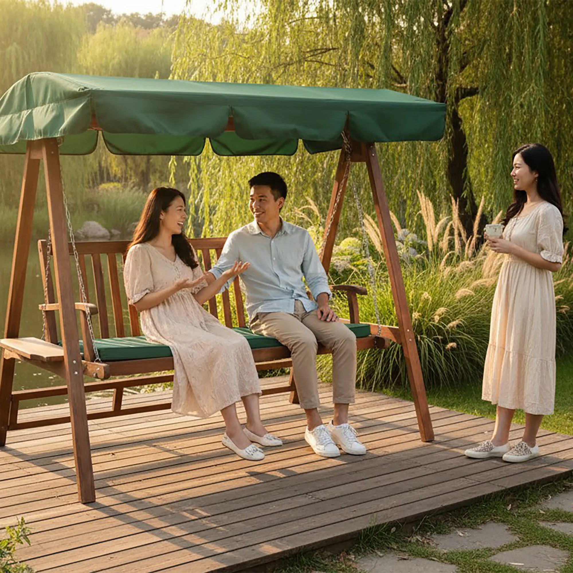 3 Seater Swing Seat Cushion Green