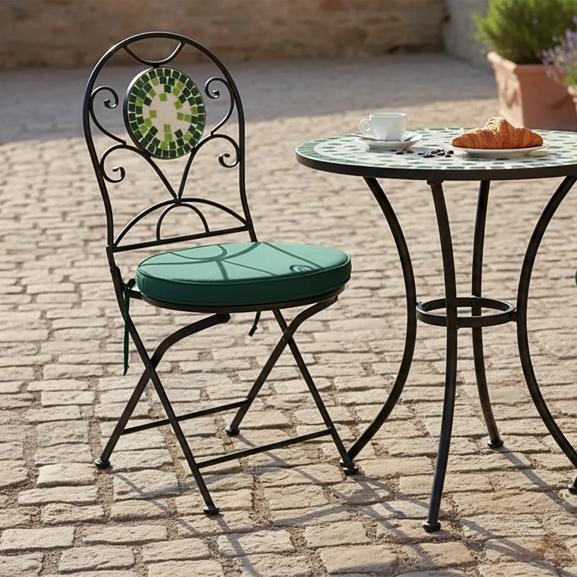 Round Garden Chair Cushion Green 40cm