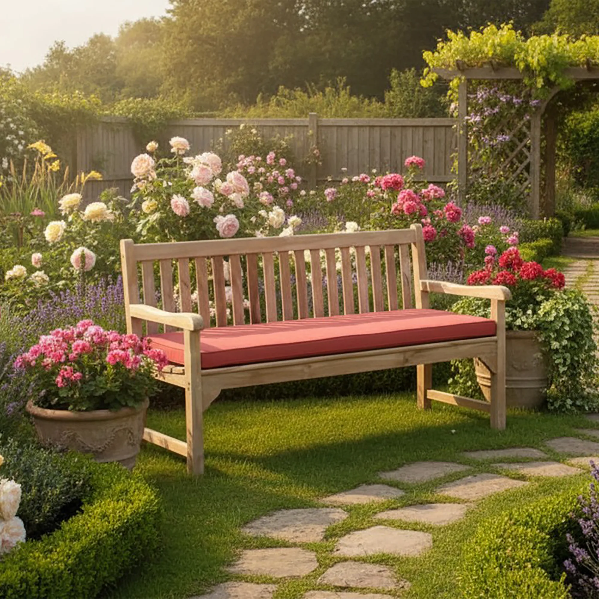 Garden Market Place Garden Bench Cushion, Terracotta Outdoor Seat Pad for 3 Seater Swing Seat or Large Bench, Removable Zipped Cover, 160 x 46 x 6 cm